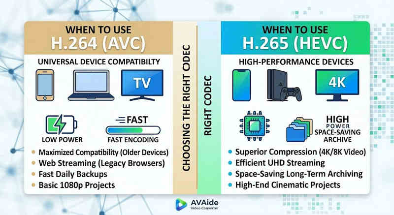 H.264 vs H.265 in Usage