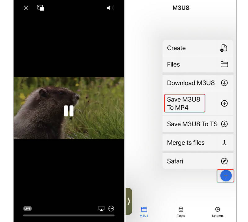 Ladda ner M3U8 som MP4 på iPhone