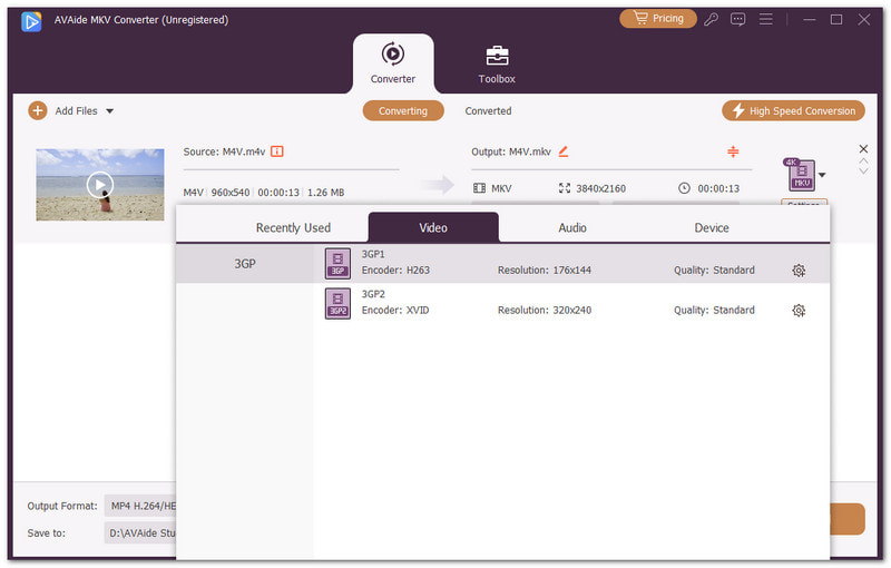 Avaide MKV Converter Beste gratis MKV til 3gp-konverter