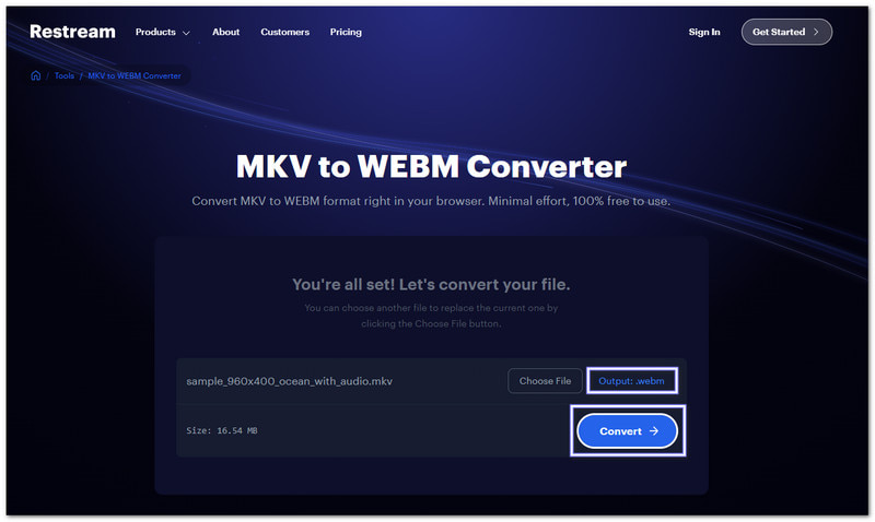 Gendan konverter MKV til Webm