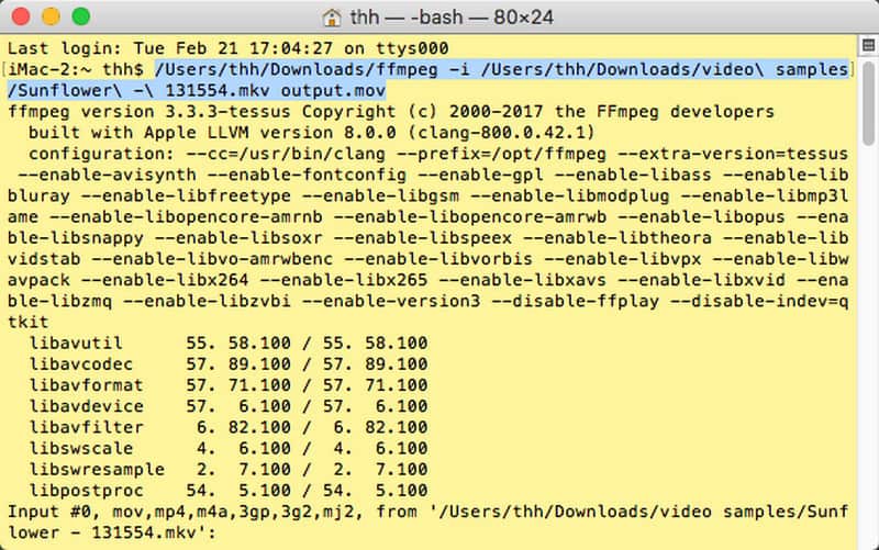 Ffmpeg MOV MKV