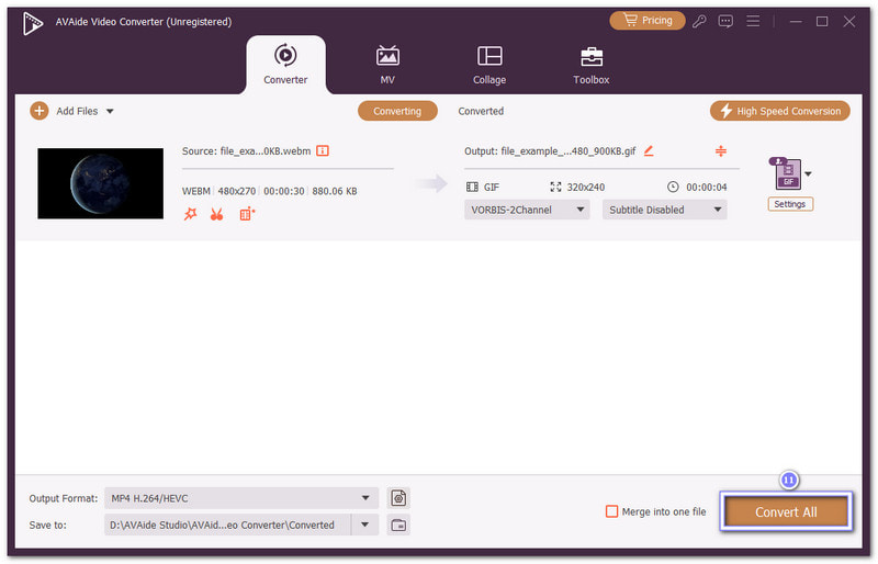 Begin Converting WEBM to GIF