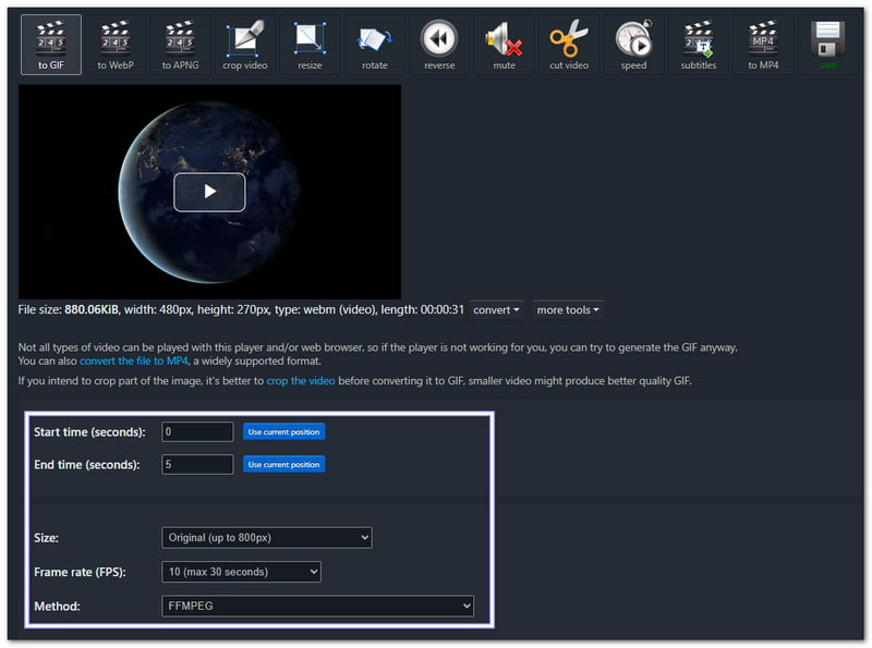 Customize GIF Output