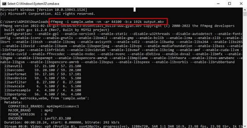 FFmpeg Webm Mkv