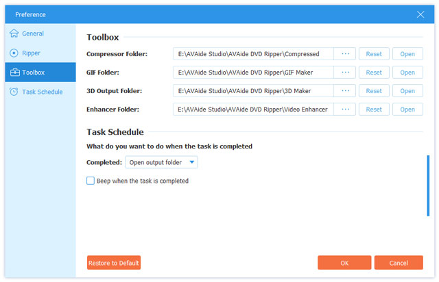 Toolbox-Einstellung