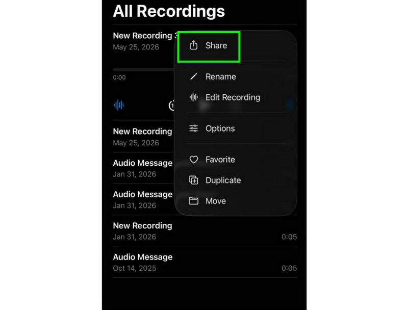 Share Export Edited Recordings