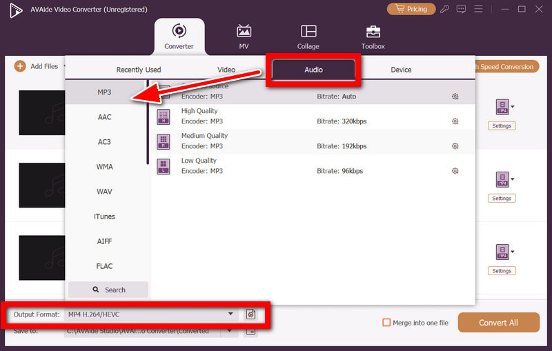 Select Output Format