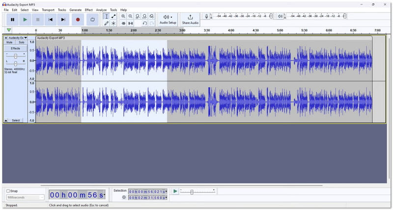 חותך MP3 מוביל של Audacity על שולחן העבודה