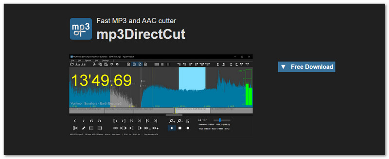 חותך MP3 מוביל על שולחן העבודה של MP3DirectCut