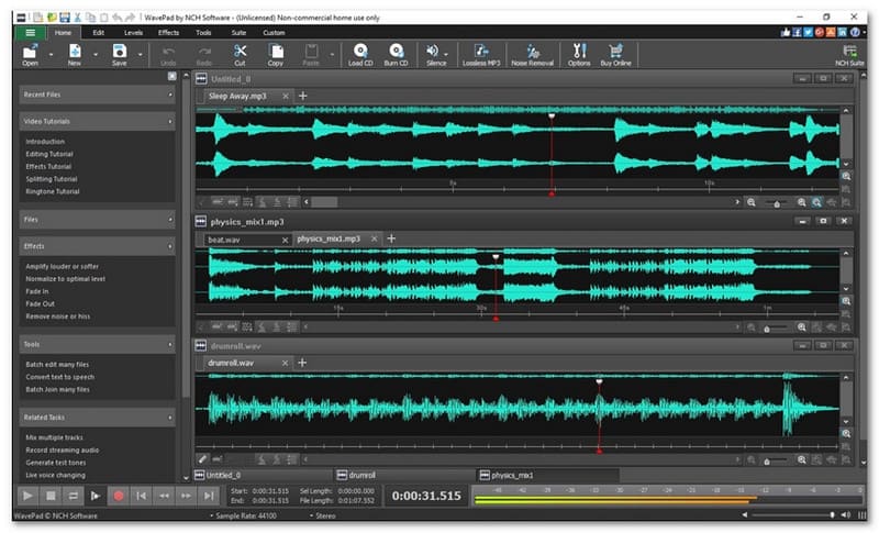 מפצל קבצי שמע של WavePad חותך MP3 על שולחן העבודה