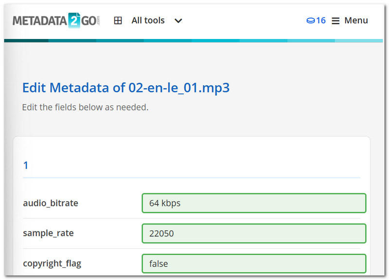 Metadata2go Tag Editor