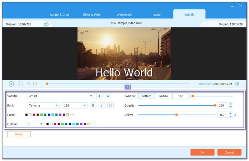 Thay đổi giao diện phụ đề