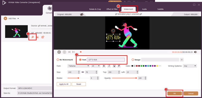 Aggiungi testo alla GIF Avaide