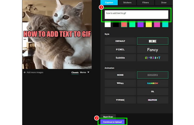 Aggiungi testo a GIF Giphy