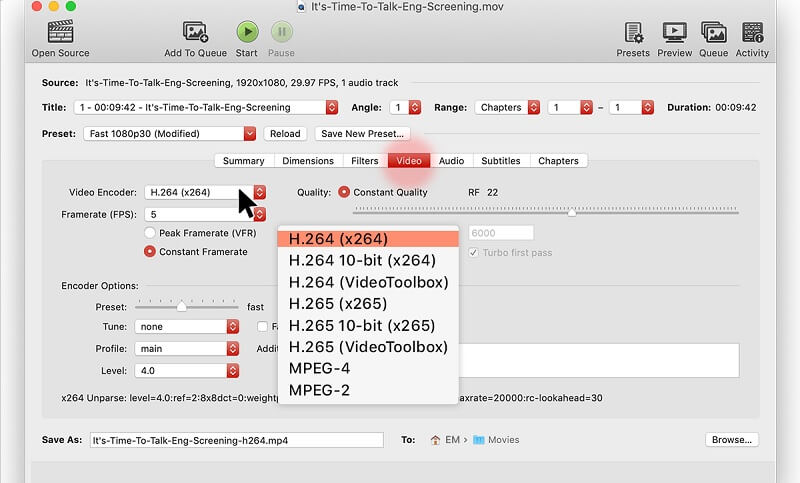 使用 Handbrake 壓縮視頻