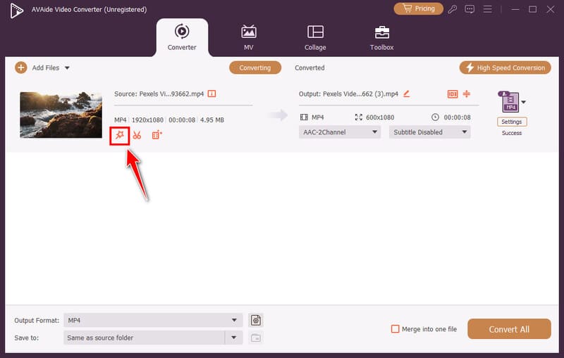 Avaide Video Converter Ouvrir la fenêtre d'édition