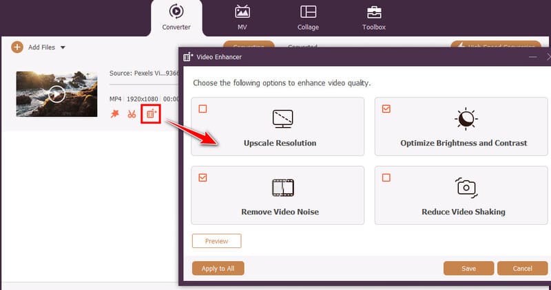 Améliorer la vidéo dans Avaide Video Converter