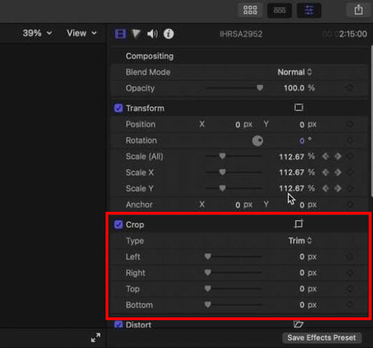 Final Cut Pro : Ajuster le recadrage