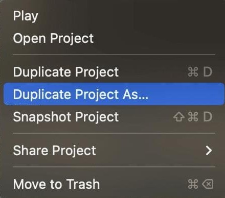 Final Cut Pro Dupliquer le projet