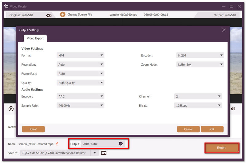 AVAide Output Export