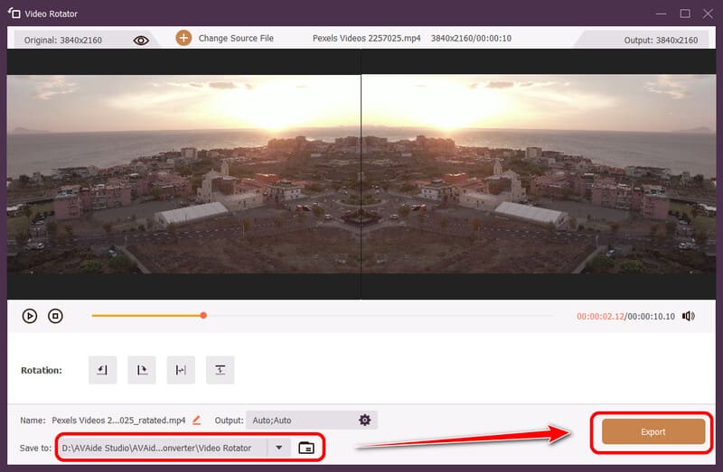 Sla de omgekeerde video op met Avaide Video Converter.