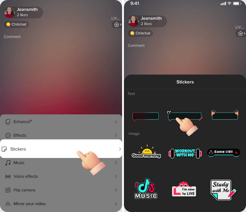 TikTokライブテキストステッカー