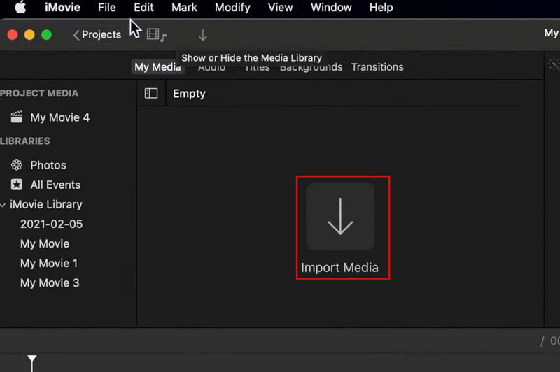 Tuo mediaa iMovie-sovellukseen