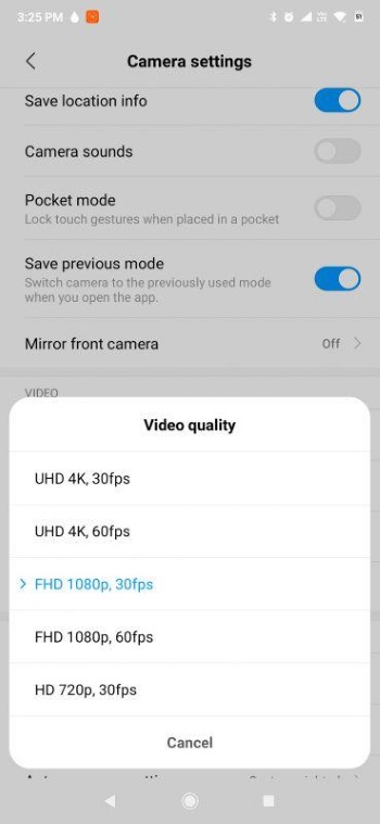 Javítsa a kamera videóminőségét Androidon