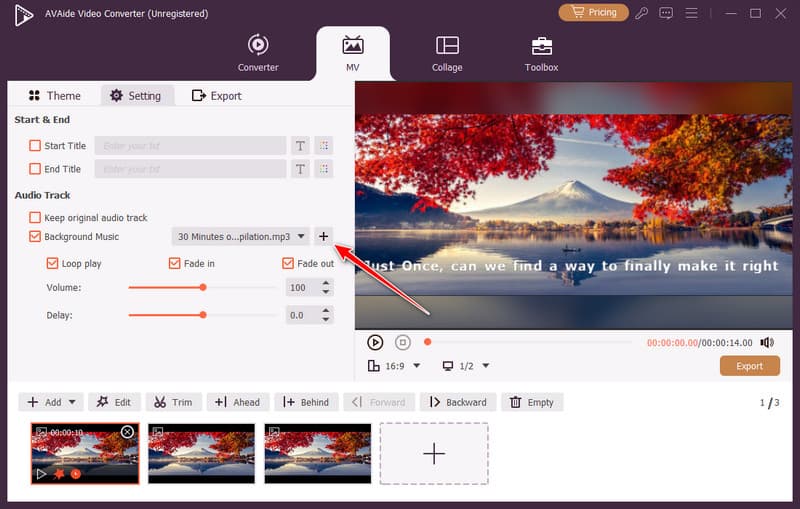 Füge Musik zum Liedtextvideo hinzu