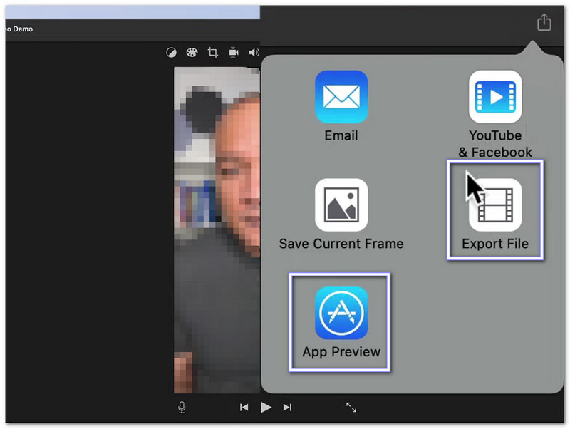 Alegeți Previzualizare aplicație sau Exportați fișier