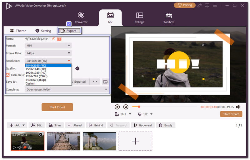 Move To The Export Tab