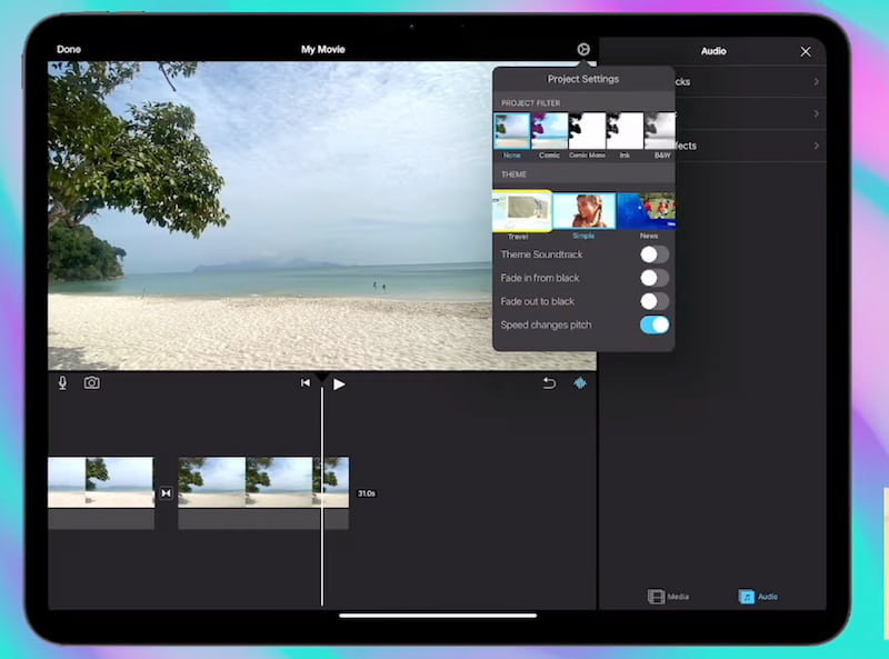 הגדרות בסיסיות של Imovie Adjust לאייפד