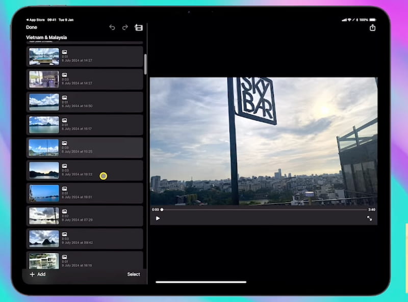 ייבוא מדיה של Imovie לאייפד