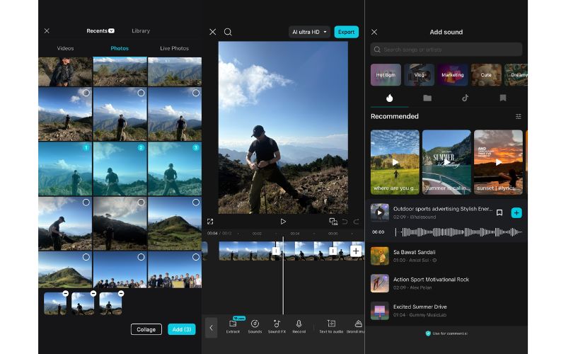 CapCut Mobile Photos to Video
