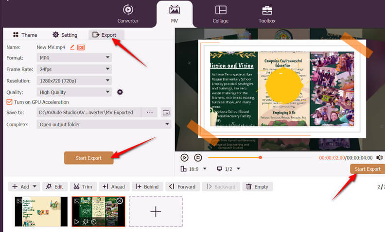 Prilagodi postavke i izvezi