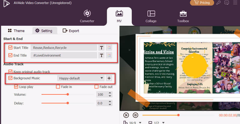 Uredi naslove i glazbu