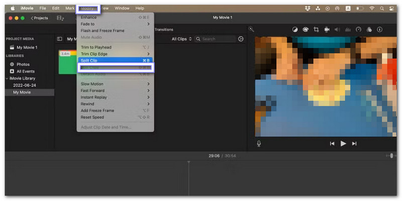 Alegeți Modificare, apoi Unire Clipuri