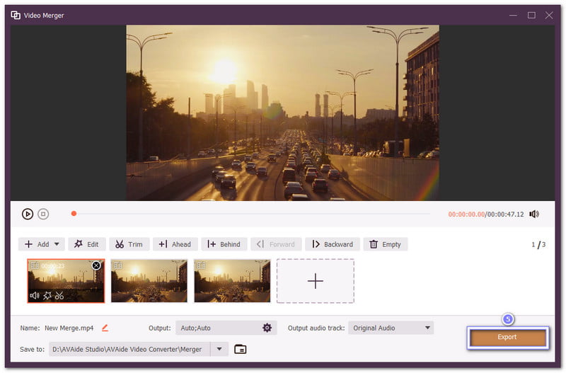 Faceți clic pe Export pentru a le transforma într-un singur fișier MKV