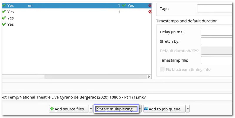 Apăsați Start Multiplexing