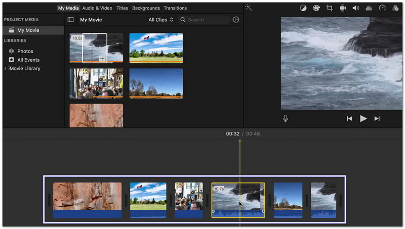 Kéo các clip đã nhập