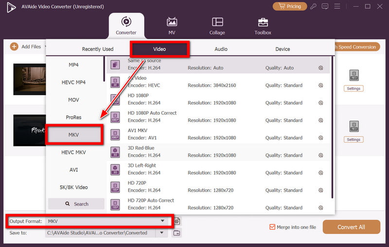 Định dạng đầu ra Video MKV