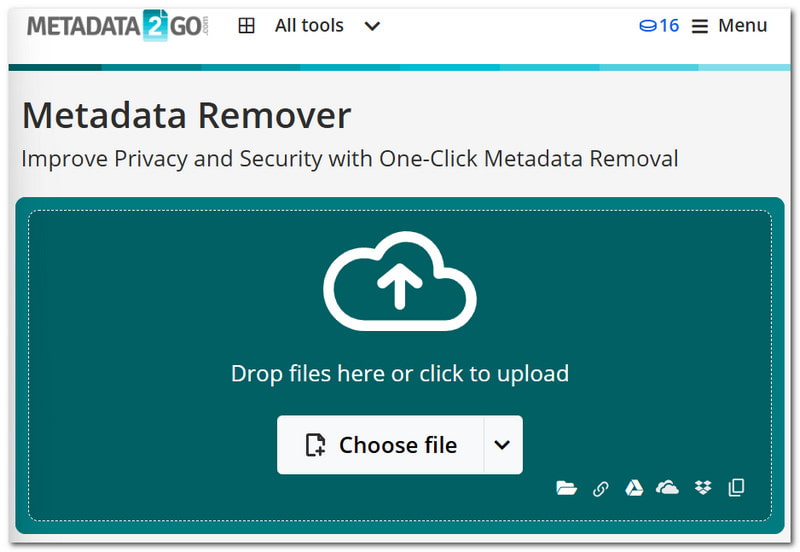 Arquivo de arrastar e soltar do Metadata2go