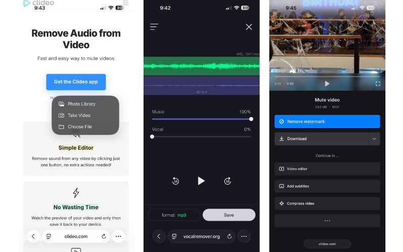 Clideo Online Video muto