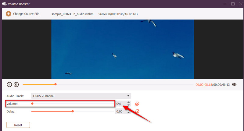 Imposta il volume a zero