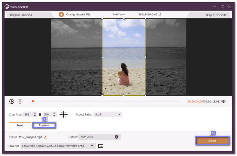Esikatsele ja tallenna muutettu video