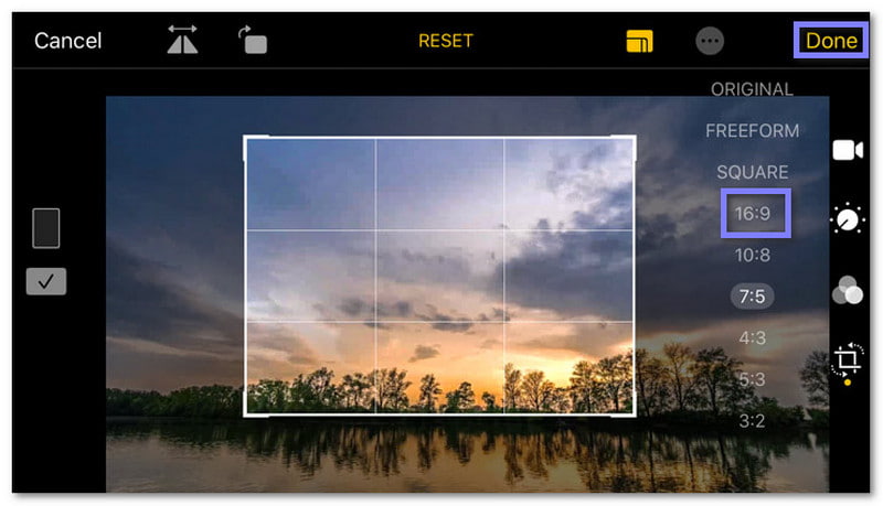 Videon koon muuttaminen Instagramia varten iPhonessa