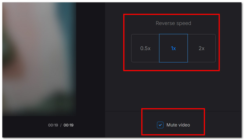 השתקת מהירות רוורס של Clideo