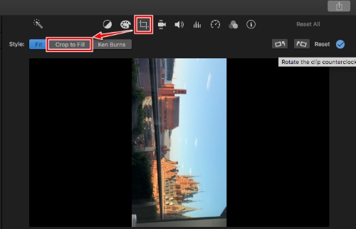 Zuschneiden, um iMovie auszufüllen