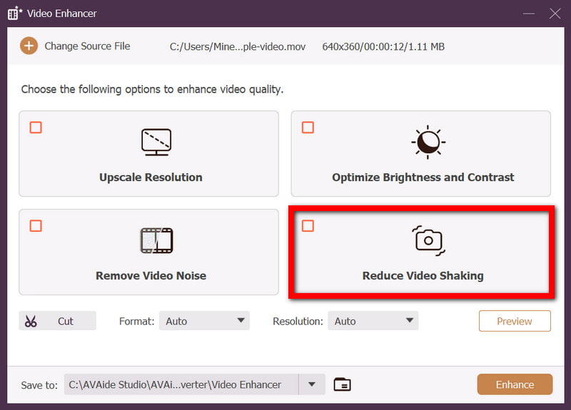 Reduce Video Shaking