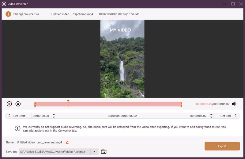 AVAide Video Converter Reverser βίντεο